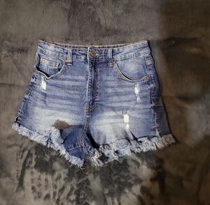 No Boundaries Blue Distressed Jean Shorts